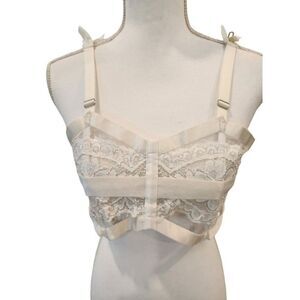 Victoria Secret Womens White Lace Form Shape Cage Bra M / L Long Line